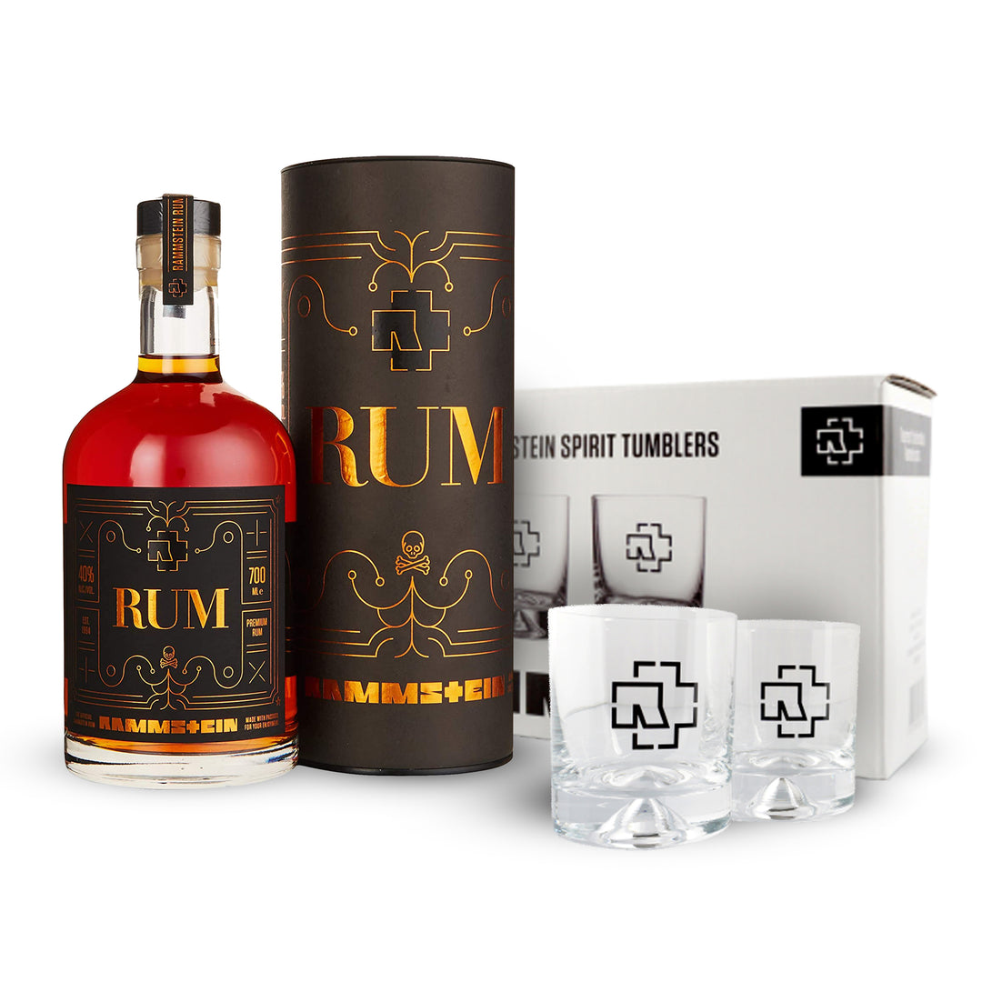 Rammstein Rum (1 x 0.7 l) + Rammstein Tumbler ”Logo” 2er Box 0,29l Gla –