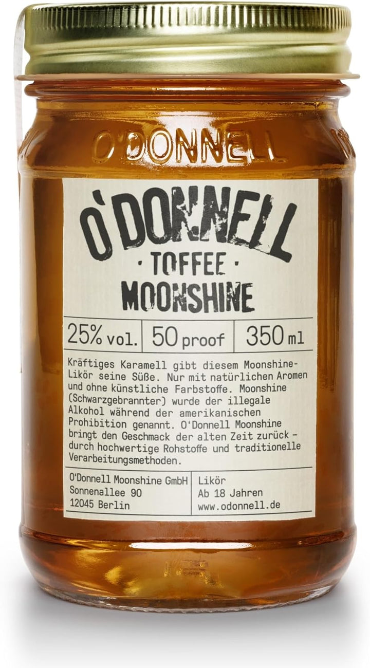 O'Donnell Moonshine - Toffee Likör (350ml) - Handwerklich hergestellte Spirituosen aus Berlin - Premium Schnaps nach Amerikanischer Tradition