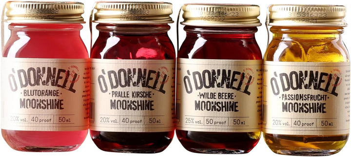 O'Donnell Moonshine Mini Set | Kleine Liköre | 4 x 50ml | Geschenkidee | Natürliche Zutaten I Premium Schnaps nach amerikanischer Tradition | vegan (Sommer)