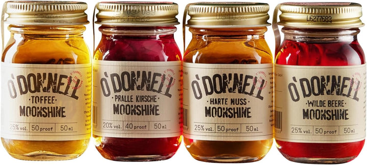 O'Donnell Moonshine Mini Set - Classic Edition (4 x 50ml) - Geschenkidee - Perfekt als Shot oder im Cocktail - Handwerklich hergestellte Spirituosen aus Berlin